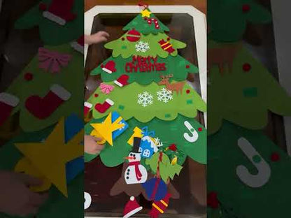 The Kiddie Concept DIY Felt Christmas Tree Set with LED String Lights