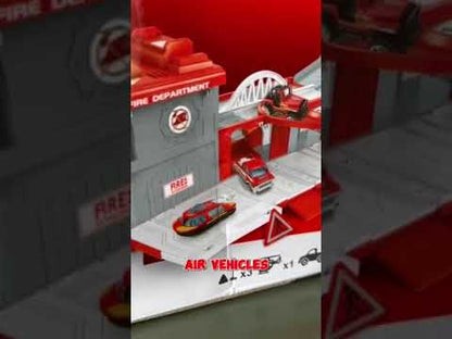 Kiddora 2-in-1 Fire Truck and Station Set