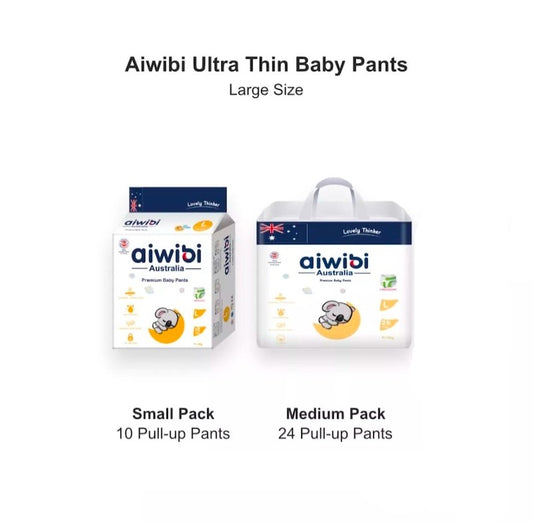 Aiwibi Disposable Premium Ultra Thin & Aiwibi Baby Pants With Super Absorbent Capacity - Large