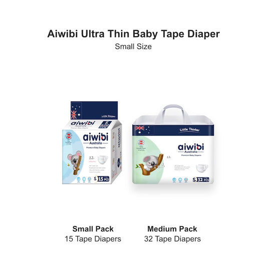 Aiwibi Disposable Breathable Baby Diapers With Elastic Waistband - Small