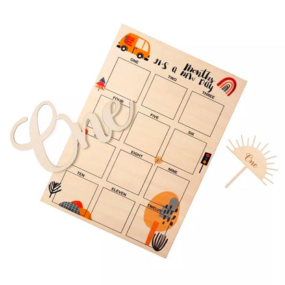 Bababoo Kids Baby Props For Newborn Monthly Wood Board Set