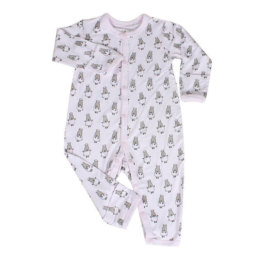 BaaBaa Sheepz Romper - Pink Small Sheep Long Sleeve with Buttons