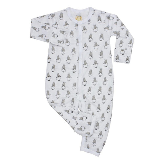 BaaBaa Sheepz Romper - White Small Sheep Long Sleeve with Buttons