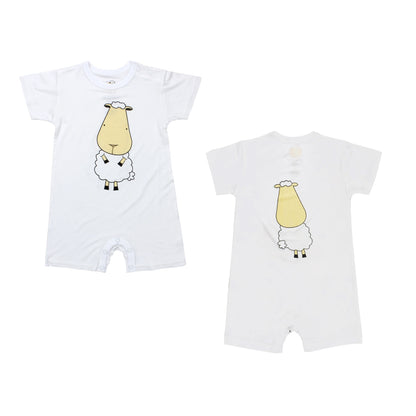 BaaBaa Sheepz White Front and Back Sheepz Short Sleeve Romper