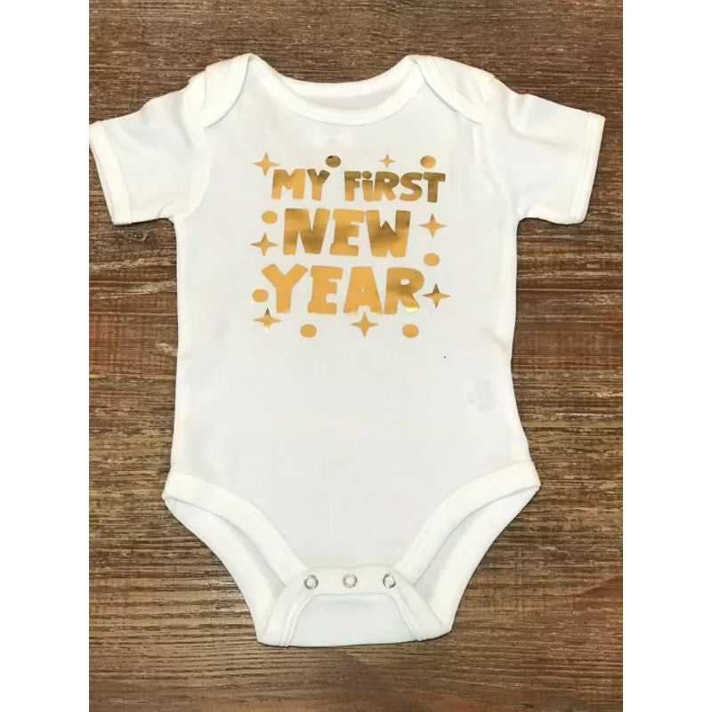 Baby Steeckies Holiday Onesie - My First New Year (Metallic)