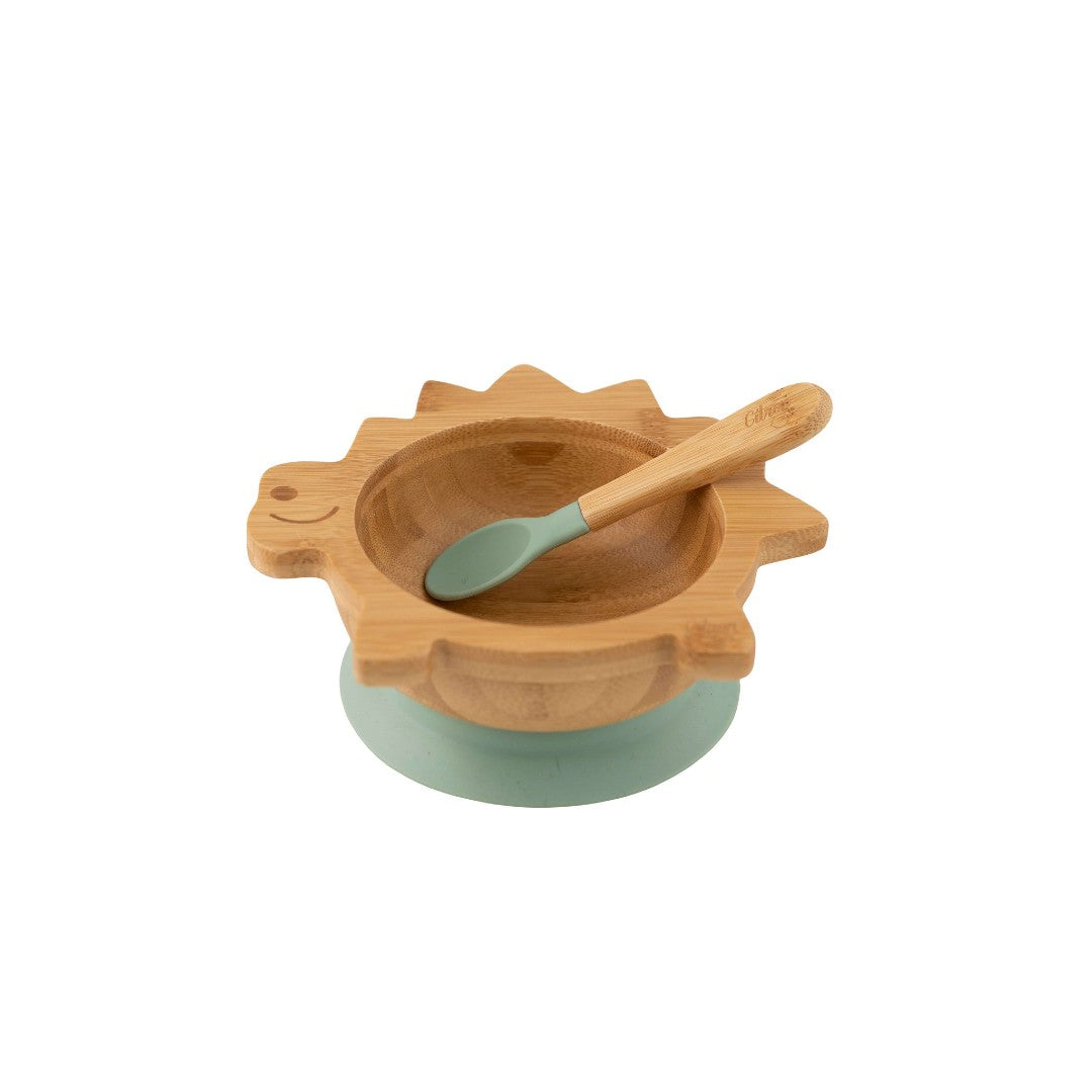 Citron Bamboo Bowl with Suction + Spoon