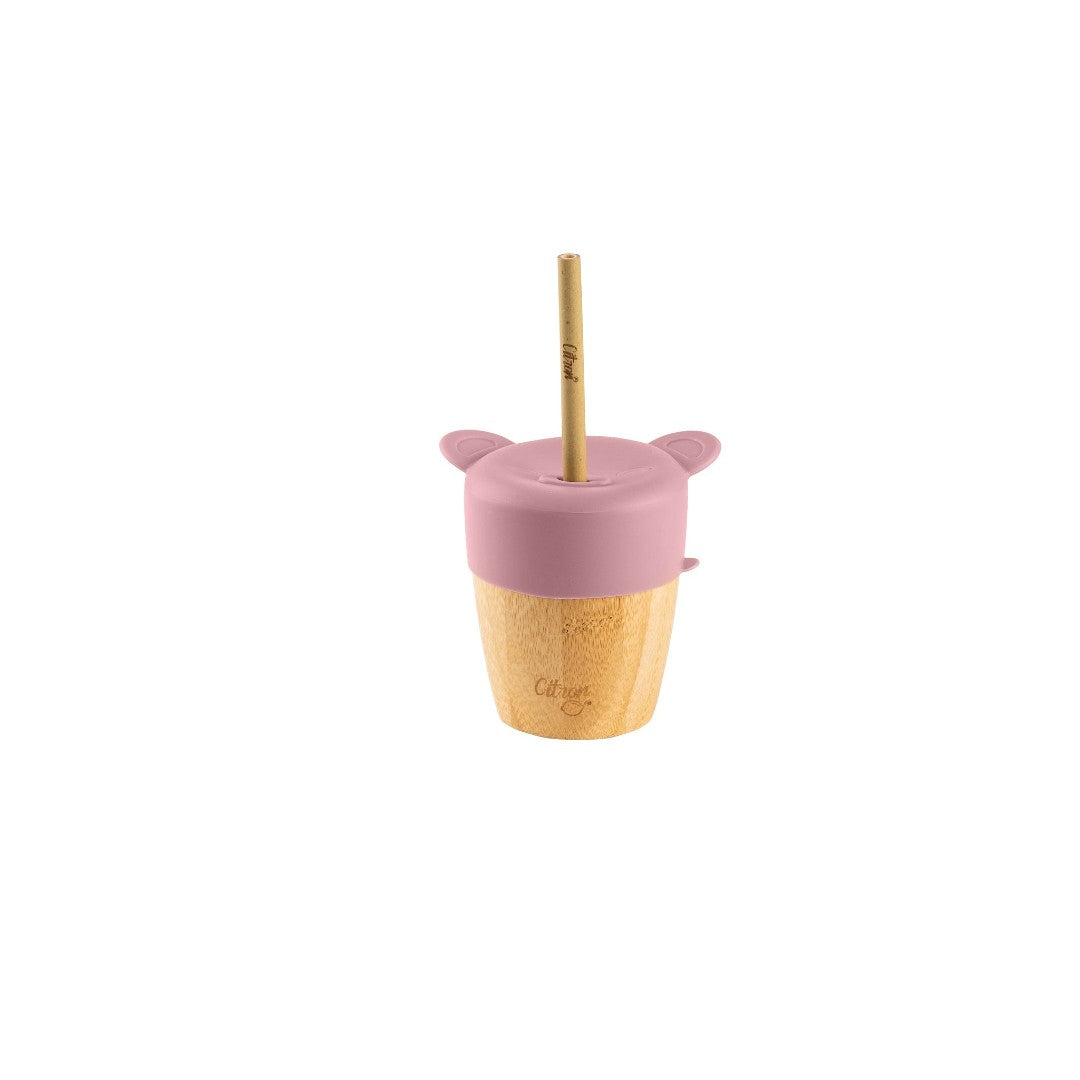 Citron Bamboo Cup with Lid and Straw