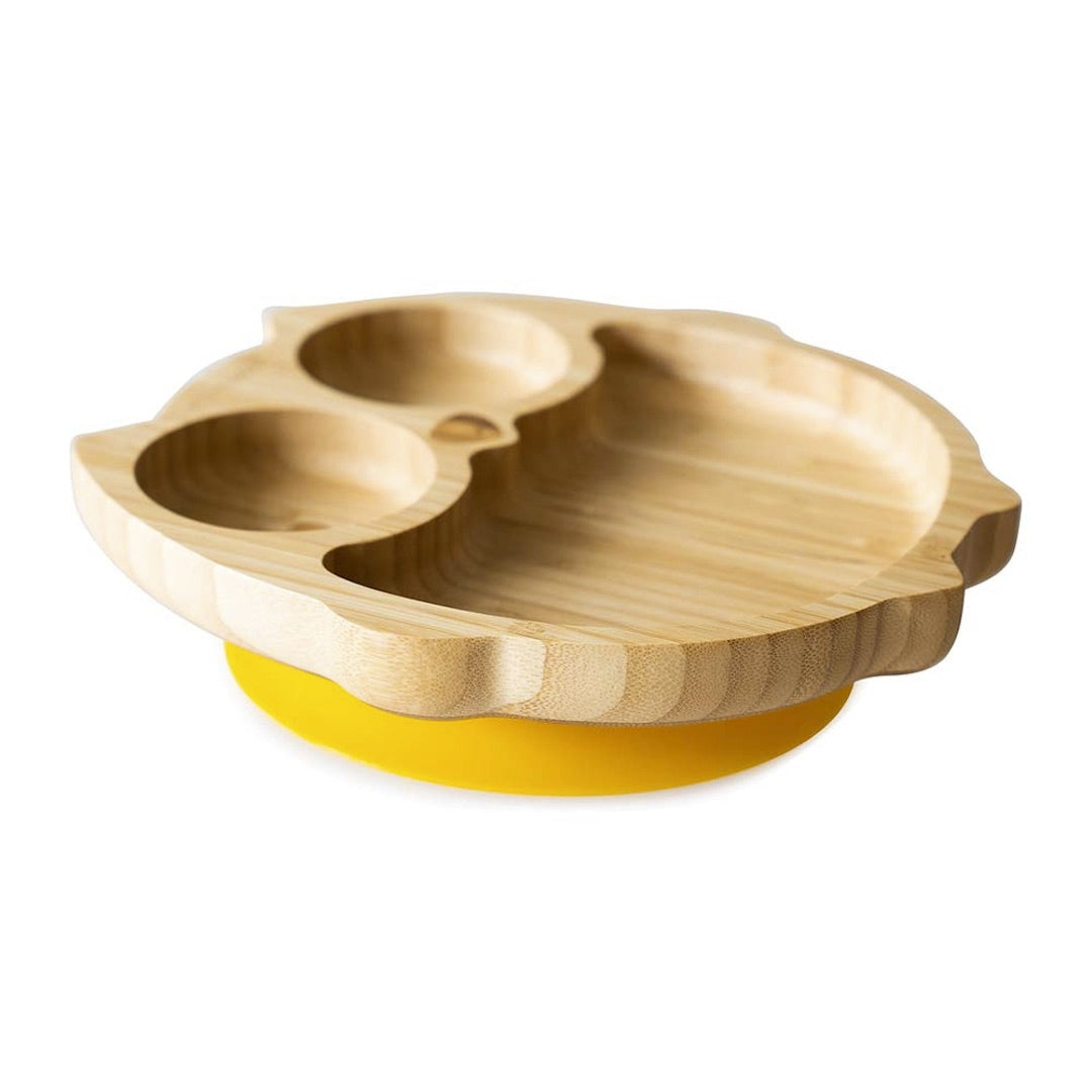 Eco Rascals Bamboo Owl Plate with Suction Base