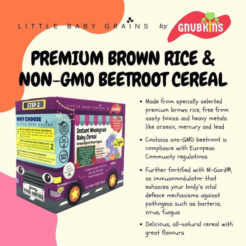 Little Baby Grains Premium Brown Rice Cereal with Non-GMO Beetroot (150g)