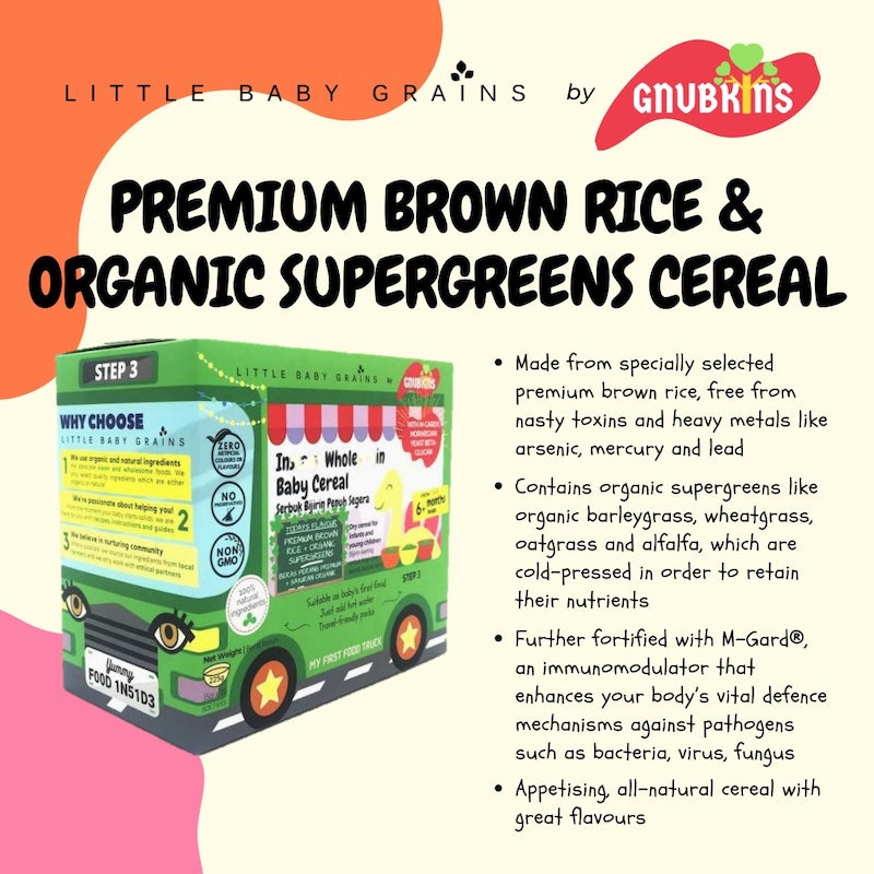 Little Baby Grains Premium Brown Rice Cereal with Organic Supergreens (150g)