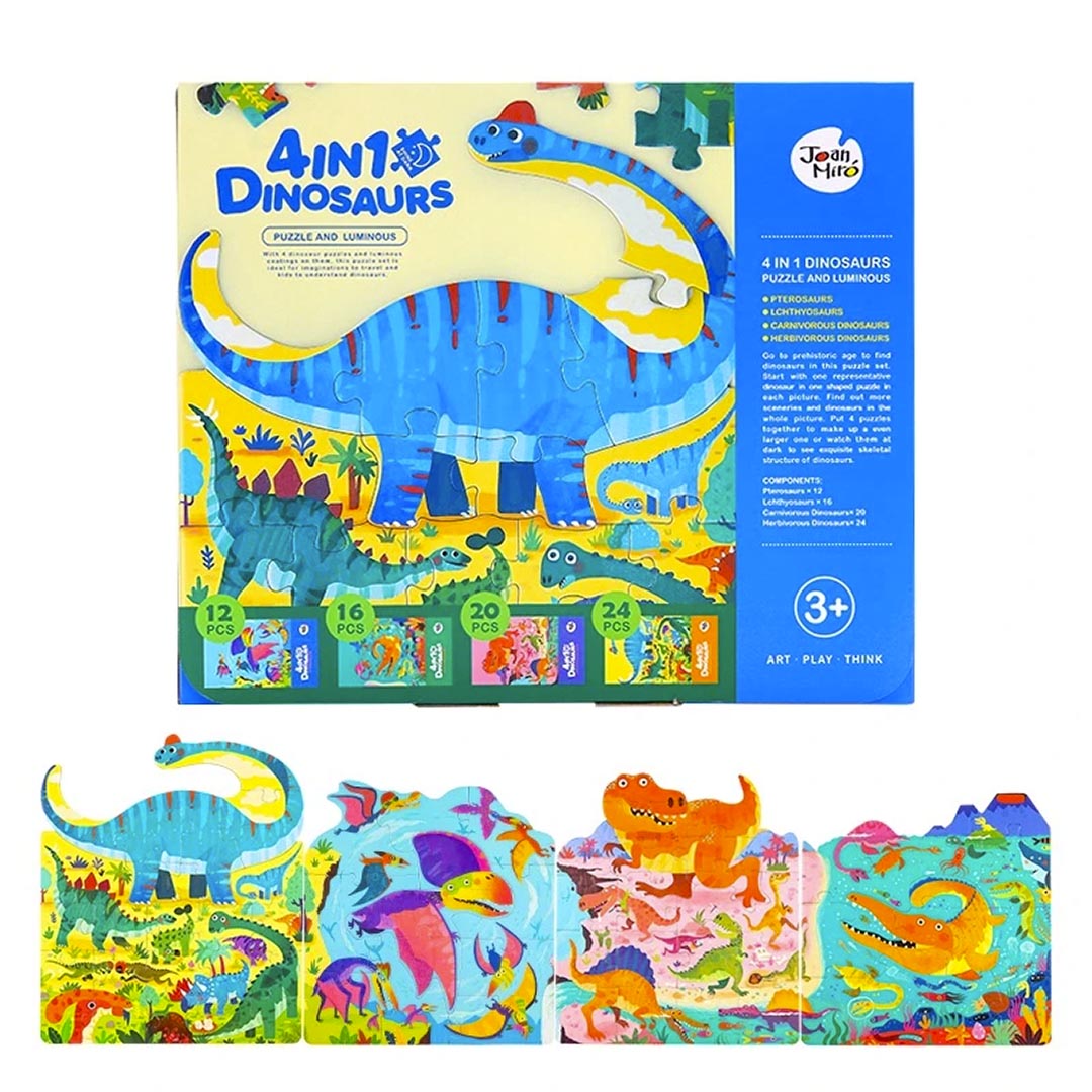 Joan Miro 4-in-1 Dinosaurs Puzzle and Luminous Jigsaw