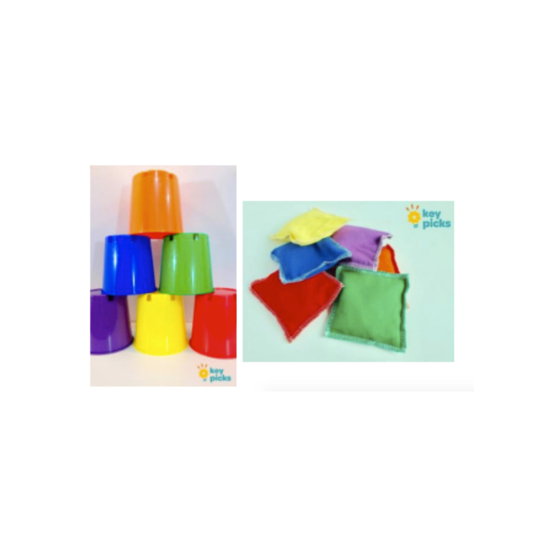 Key Picks Toys Colored Bins and Bean Bags Set