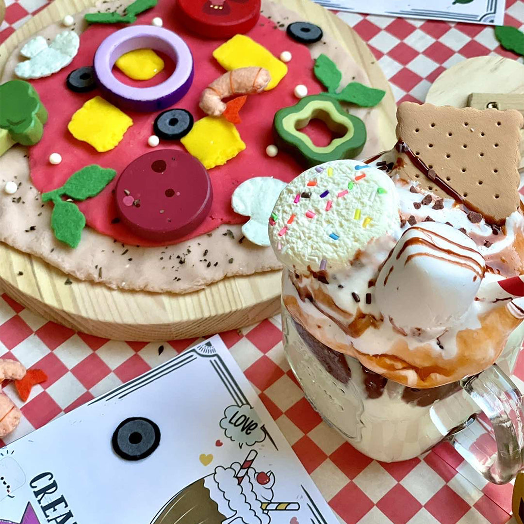 Learning Play Sensory Box: Pizza N’ Milkshake Slime and Play Dough Box