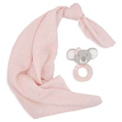 Living Textiles Muslin Swaddle and Rattle