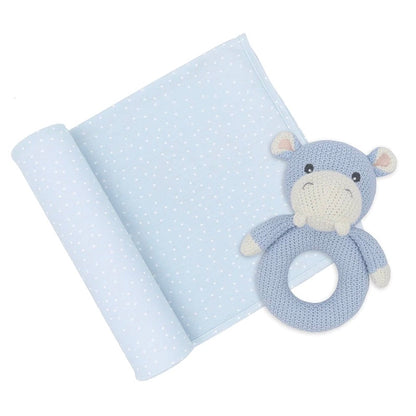 Living Textiles Jersey Swaddle and Rattle