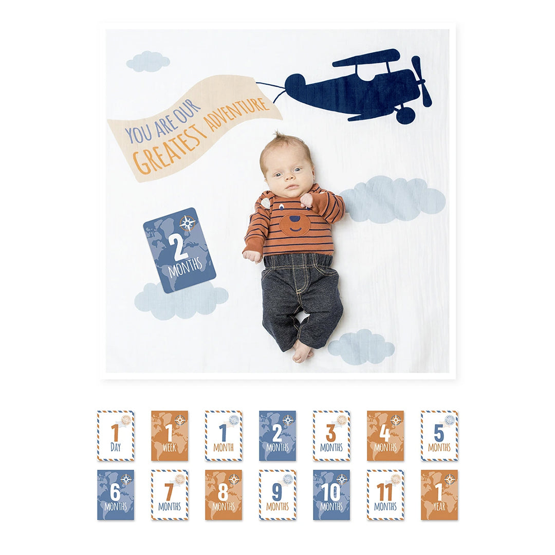 Lulujo Baby Milestone Blanket and Card Set