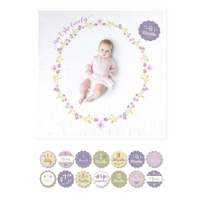 Lulujo Baby Milestone Blanket and Card Set