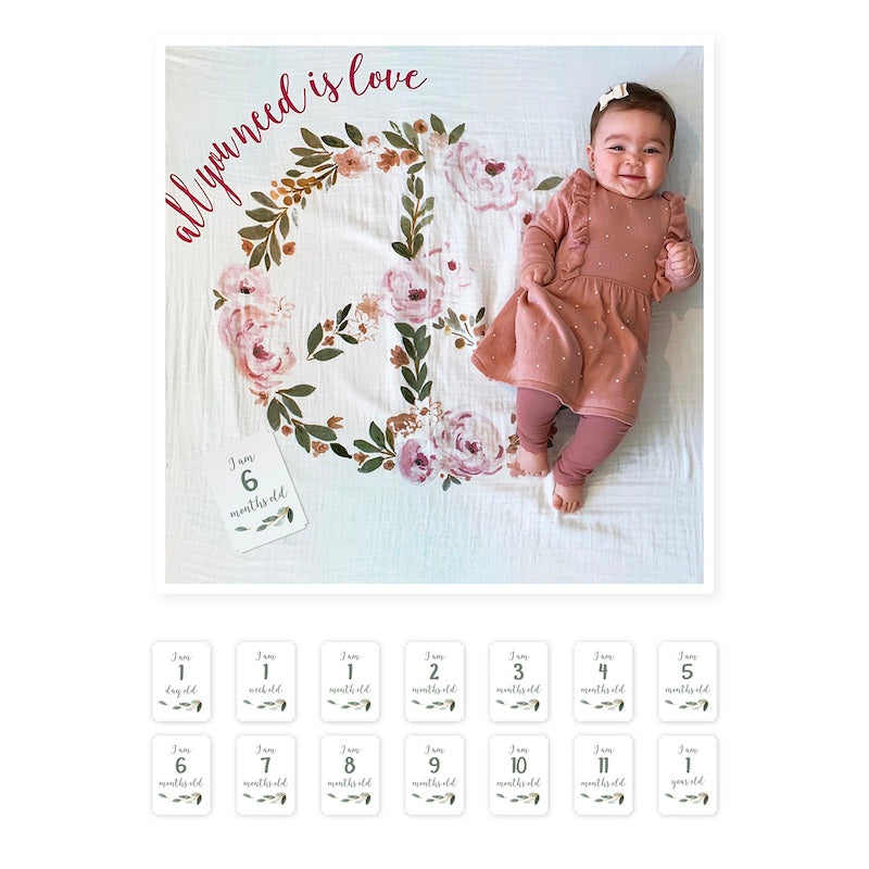 Lulujo Baby Milestone Blanket and Card Set