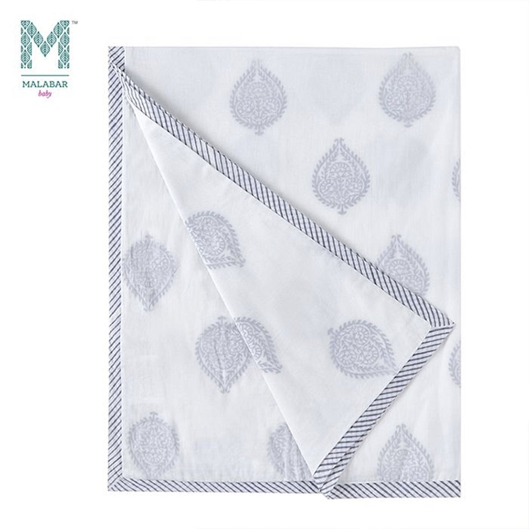 Malabar Baby Block-Printed Dohar Stroller Blanket