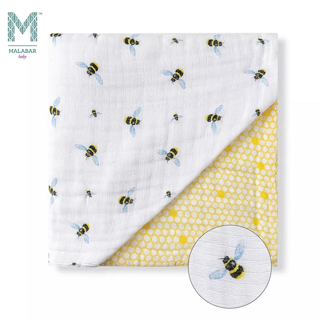 Malabar Baby Organic Muslin Snug Blanket (Reversible)