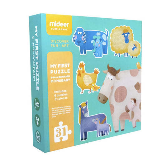 Mideer My First Puzzle 6-in-a-Box: Farm Mom and Baby