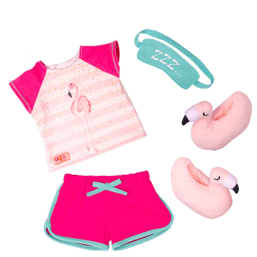 Our Generation Pajama Outfit with Sleeping Mask and Flamingo Slippers