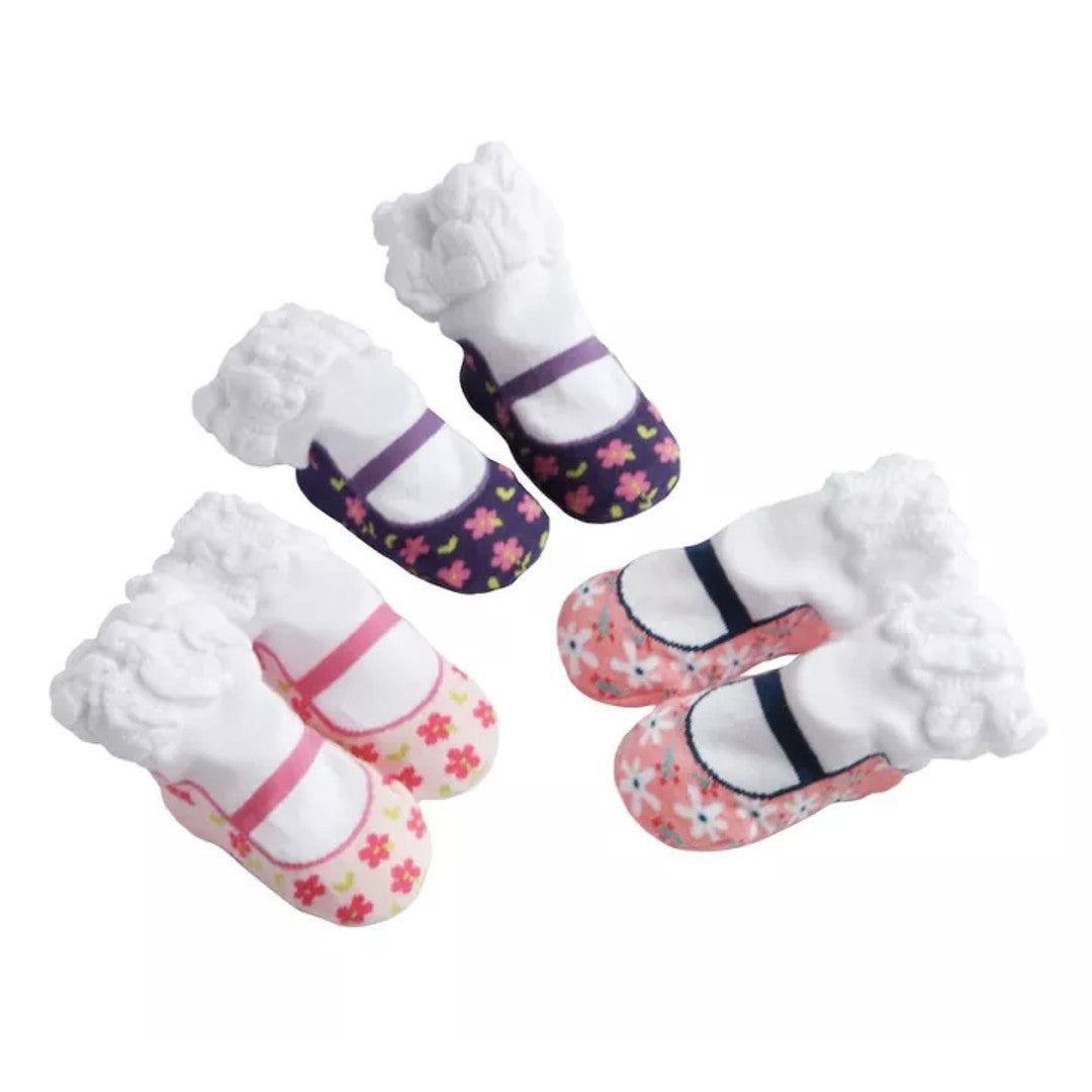 Pitcheco 3-in-1 Floral Shoe Socks (Newborn)