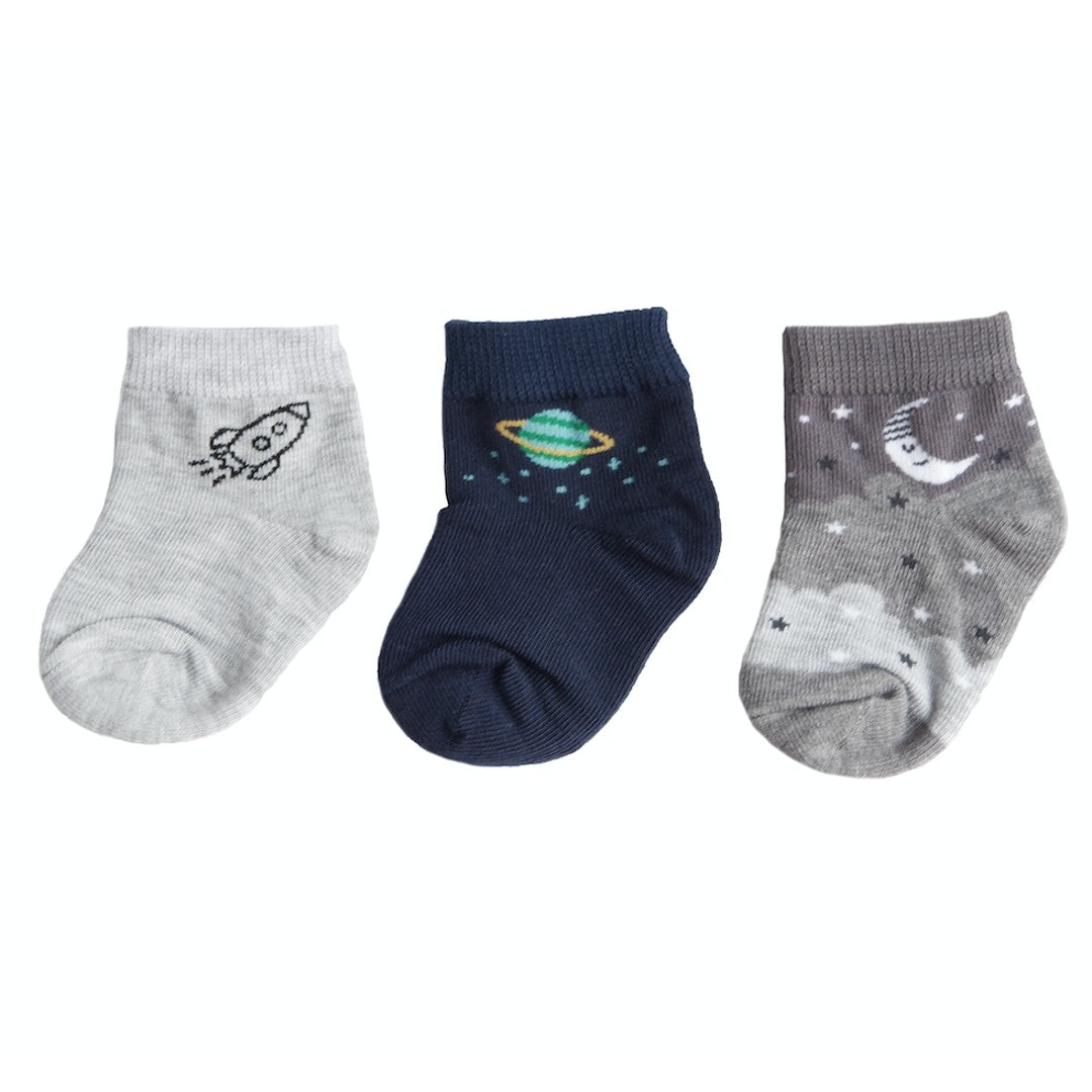 Pitcheco 3-in-1 Gray Space Socks (Newborn)