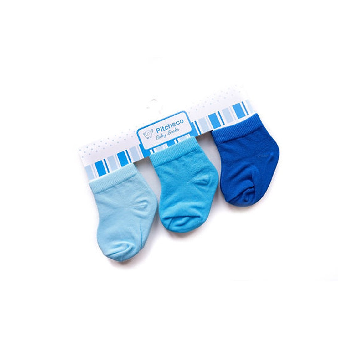 Pitcheco 3-in-1 Newborn Boys' Socks (Blues)