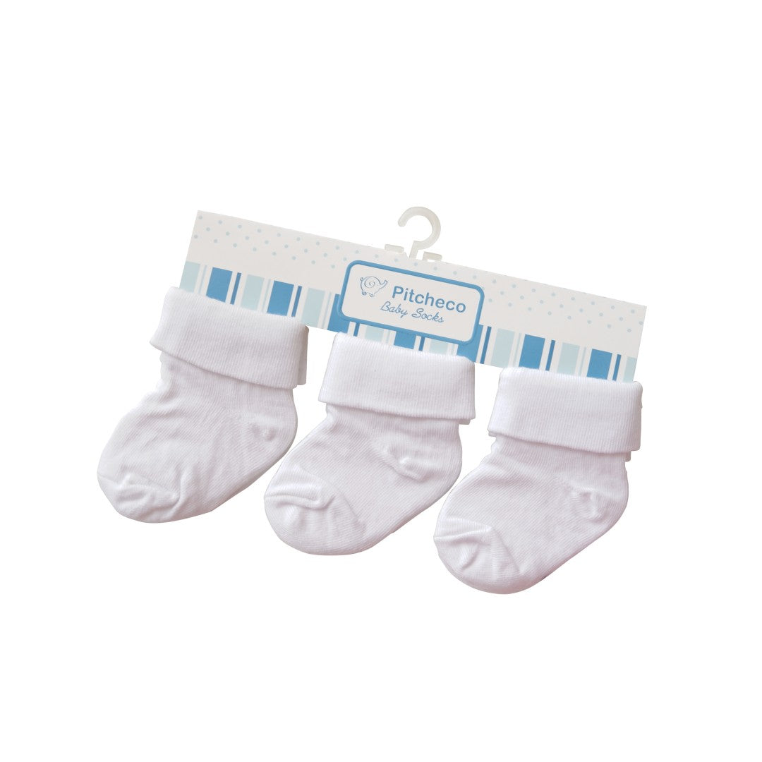 Pitcheco 3-in-1 Folded White Socks (Newborn)