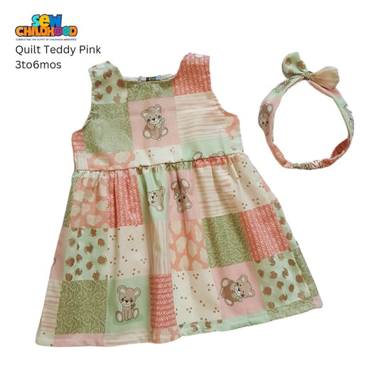 Sew Childhood Sunday Dress - Quilt Teddy Pink