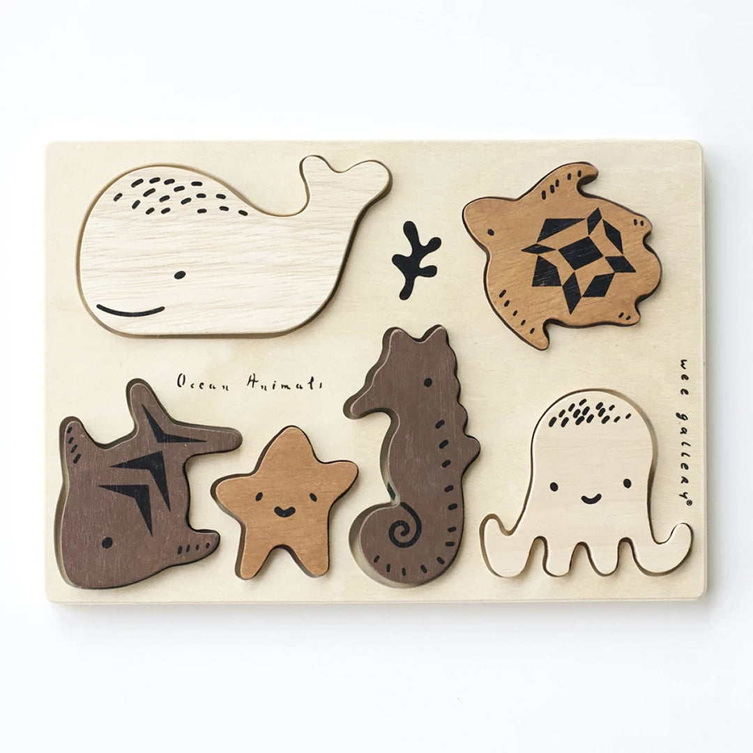 Wee Gallery Wooden Tray Puzzle - Ocean Animals