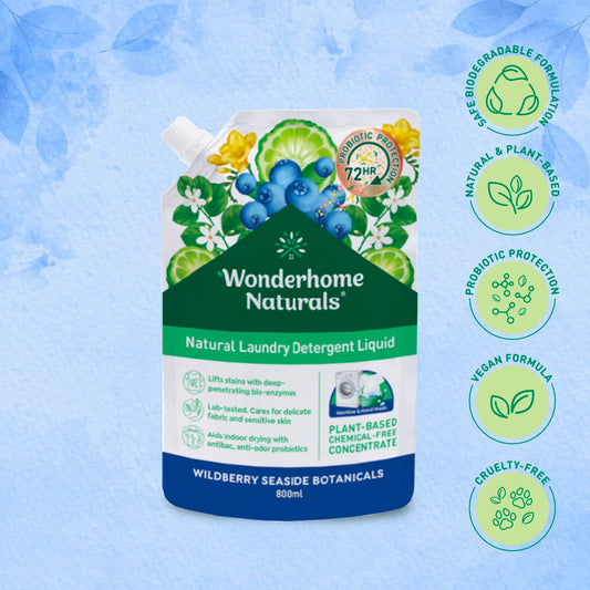Wonderhome Natural Liquid Laundry Detergent (800ml Eco Pouch)