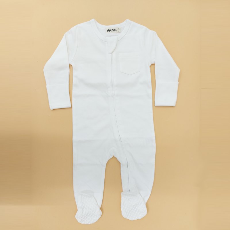 Wee Oats Starlight Organic Cotton Baby Footed Sleepsuit with Foldable Mittens