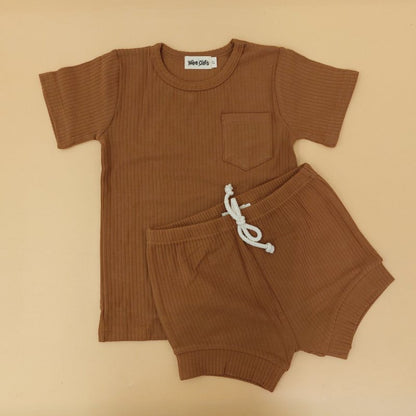 Wee Oats Waffles Organic Cotton Baby Shorts and Shirt Set