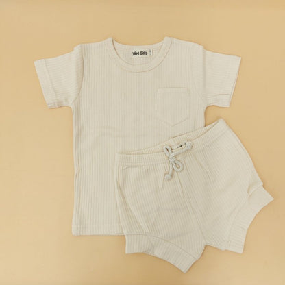 Wee Oats Waffles Organic Cotton Baby Shorts and Shirt Set
