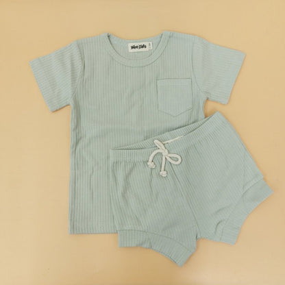 Wee Oats Waffles Organic Cotton Baby Shorts and Shirt Set