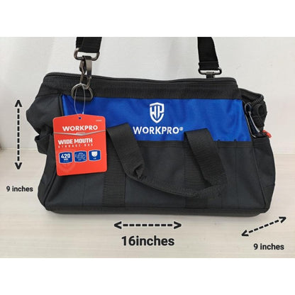 Workpro 16" Close Top Wide Mouth Storage Bag with Waterproof Molded Base