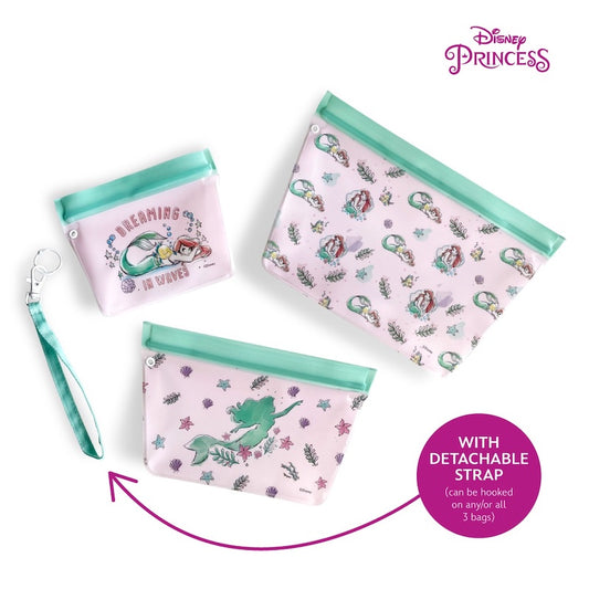 Zippies Lab Disney Princess Dream It 3pc Standup Pouch Set with Detachable Strap