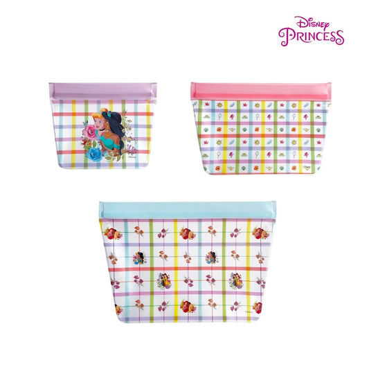 Zippies Lab Disney Princess Floral Plaid Standup Storage Bag 3-pc Set