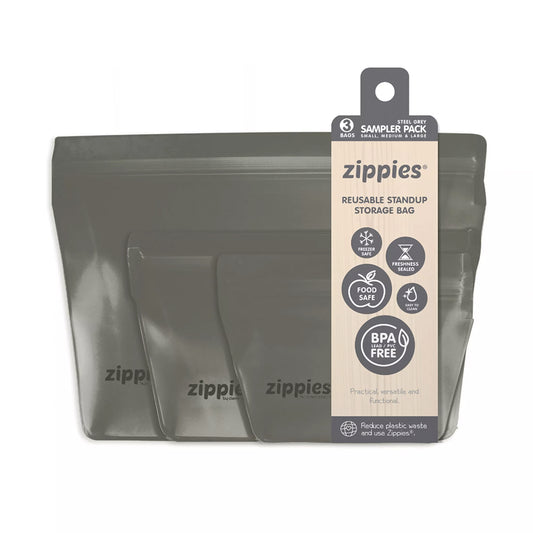 Zippies Steel Grey Reusable Bags