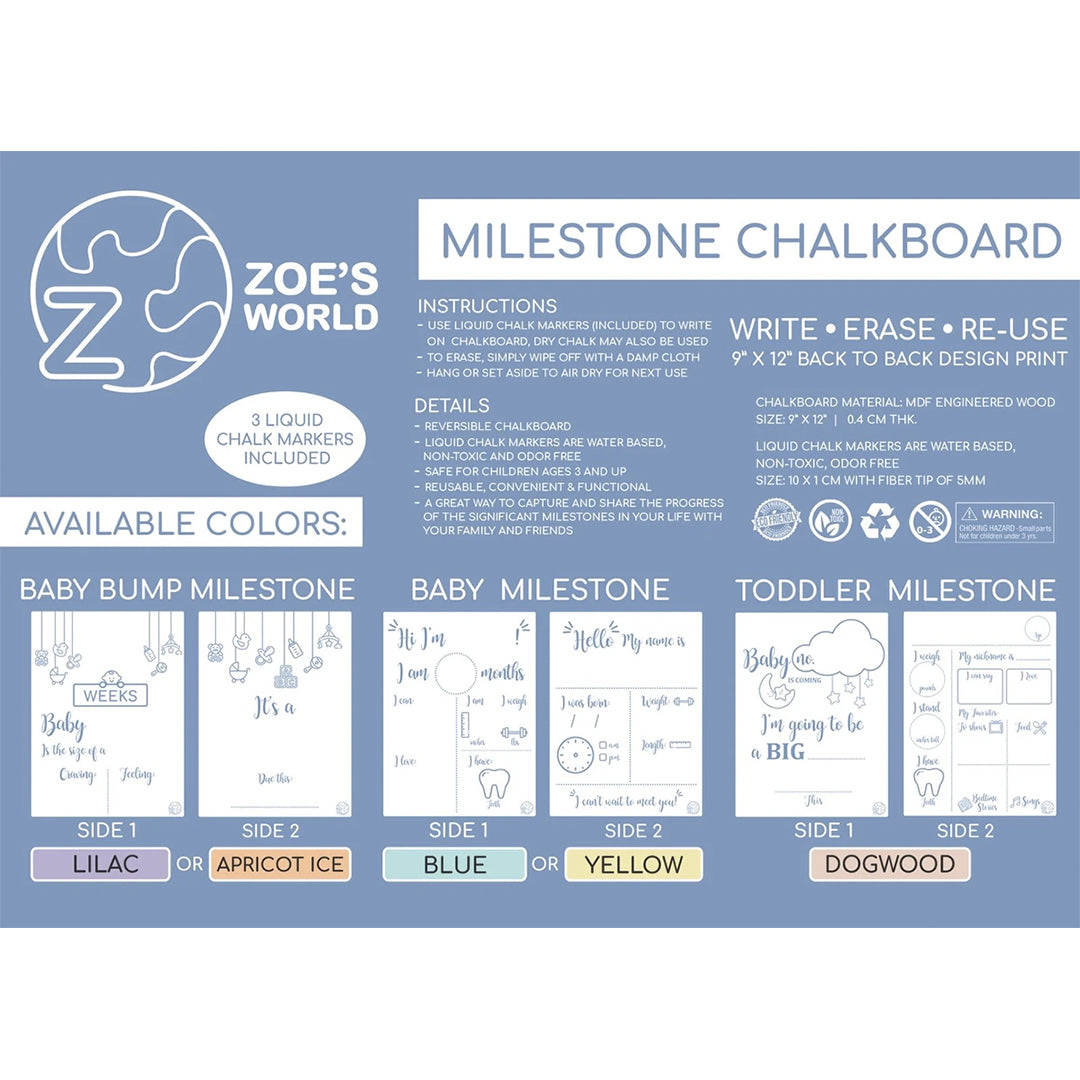Zoe's World Baby Milestone Chalkboard