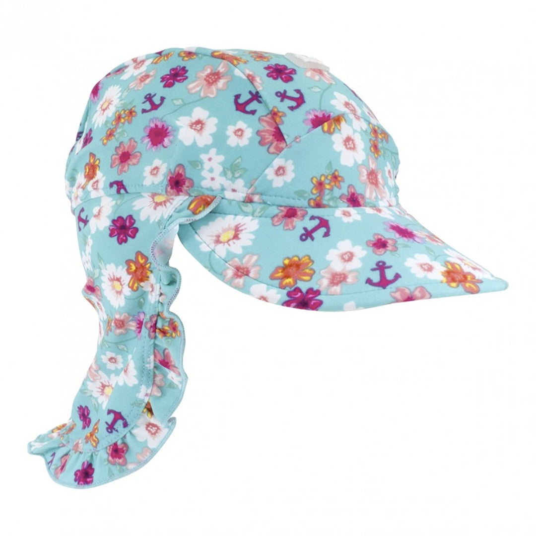 Banz Flap Hat Aqua Floral